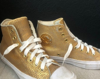 gold leather converse