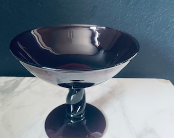Amethyst hand blown glass footed Bowl 6” d x 6” h