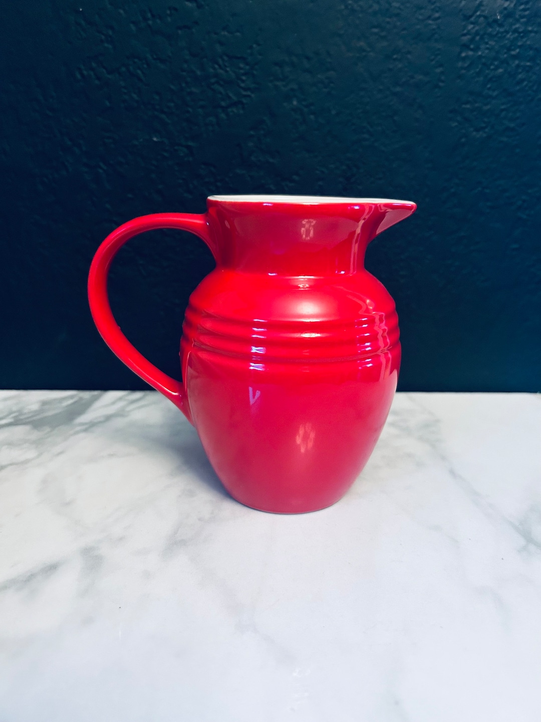 Le Creuset Cherry Red Small Pitcher .7L Stoneware Pottery Etsy