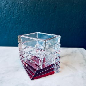 Rosenthal Germany Turnus Crystal Votive Holder Clear Red Modernist
