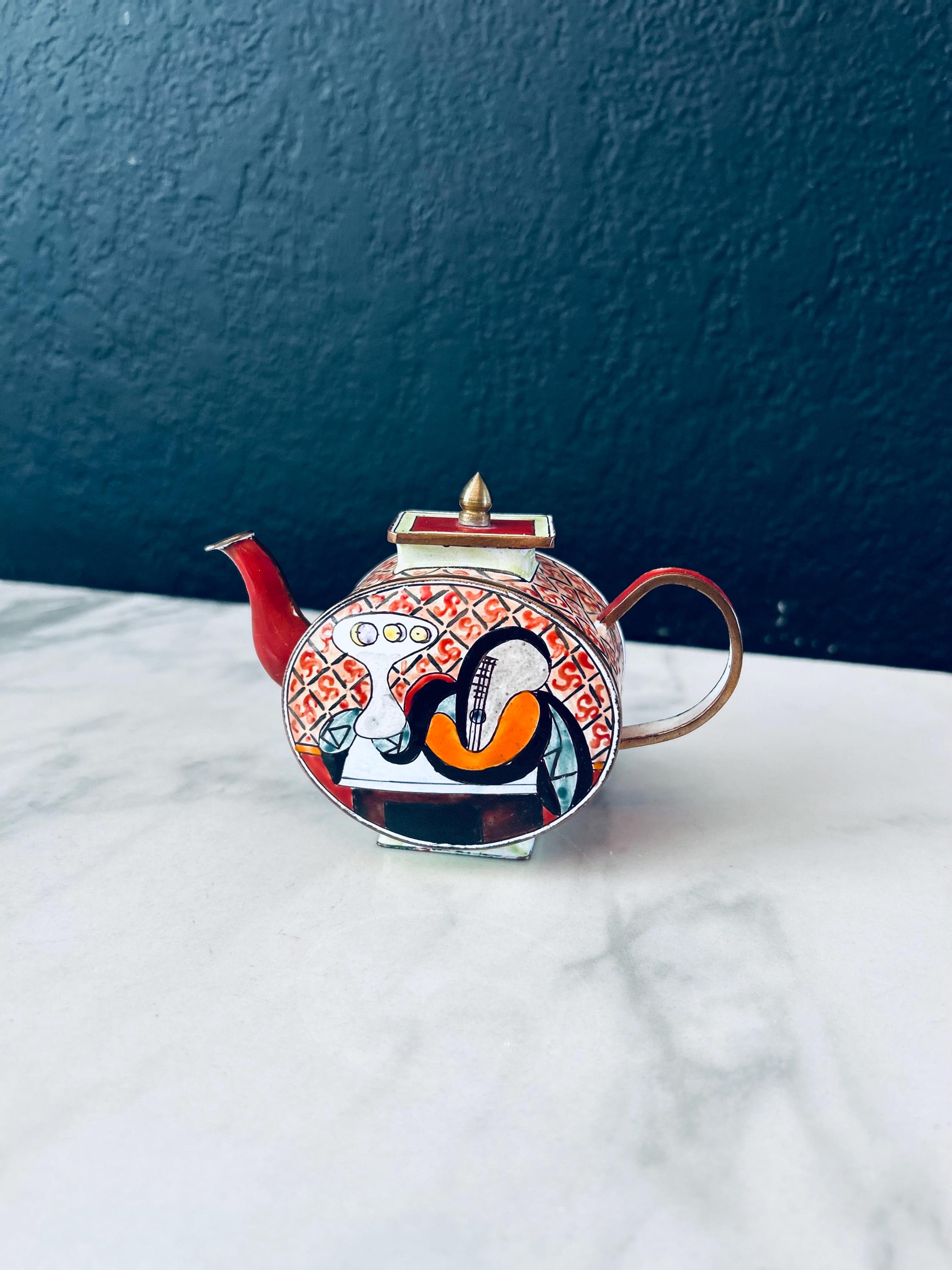 Kelvin Chen Picasso Hand Painted Enamel Mini Tea Pot 3” X 4” - Etsy