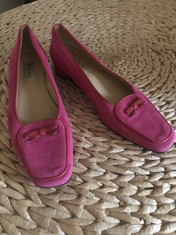 pink suede kitten heels