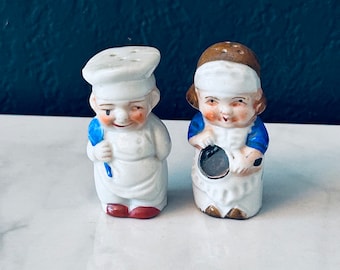 Salt & Pepper Shakers Made in Japan | Chef and Cook 1950s 2.5” h