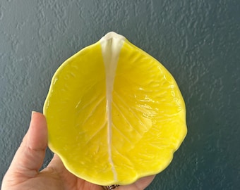 Secla limón amarillo hoja de col cuenco de cerámica de mayólica de Portugal