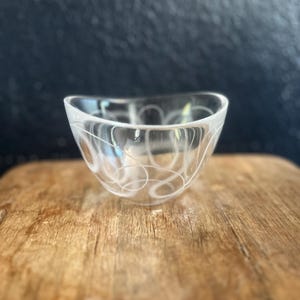Orrefors Ingegerd Raman Sweden Crystal Pond Swirl Art Glass Oval Bowl 4” d x 3” h