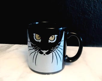 Tasse en argent Jaguar rare de Waechtersbach Black Cat W Allemagne vintage des années 80