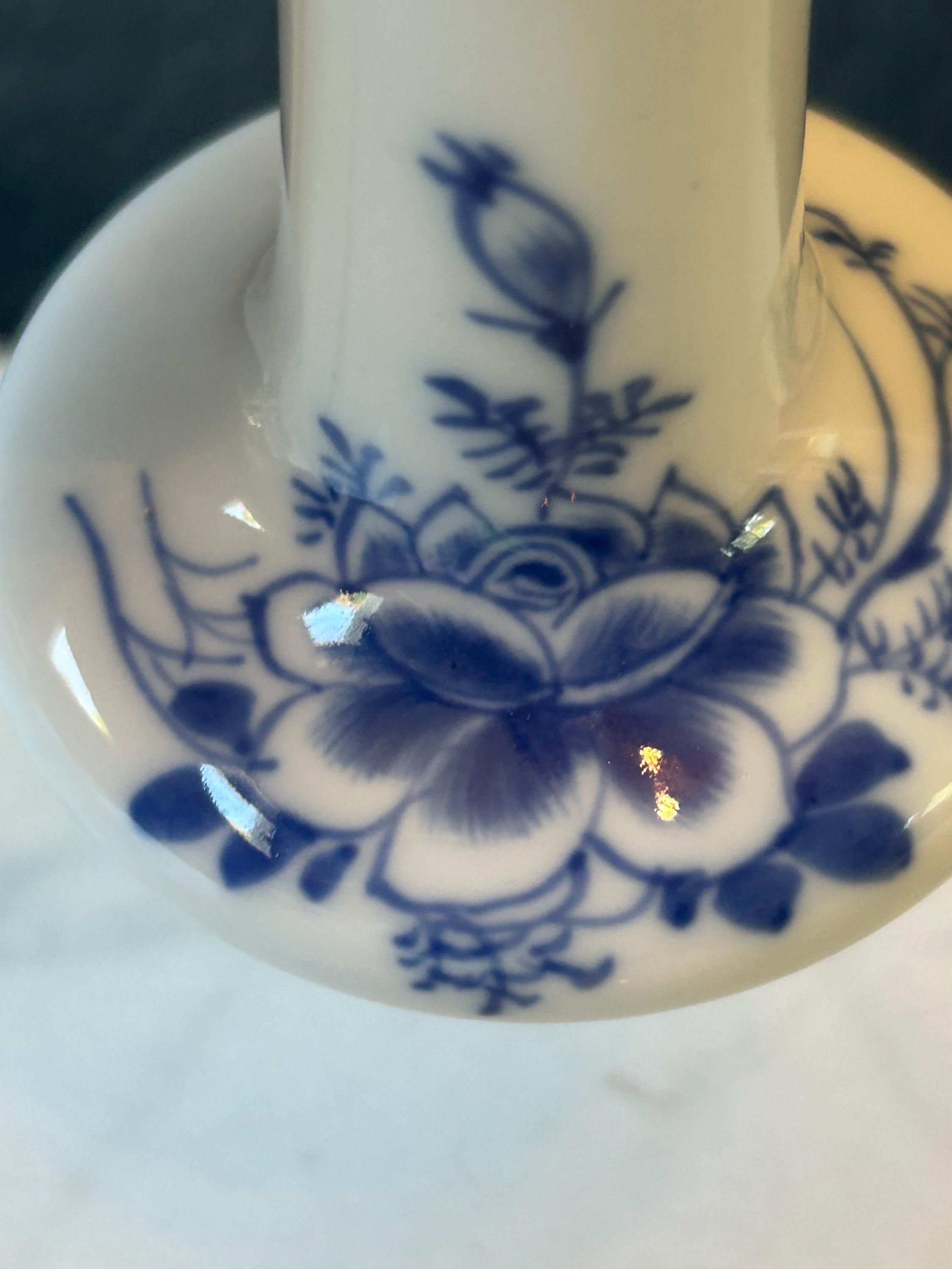 中国磁器のミニ花瓶 蓮の花模様 青と白 高さ4インチ - Etsy 日本