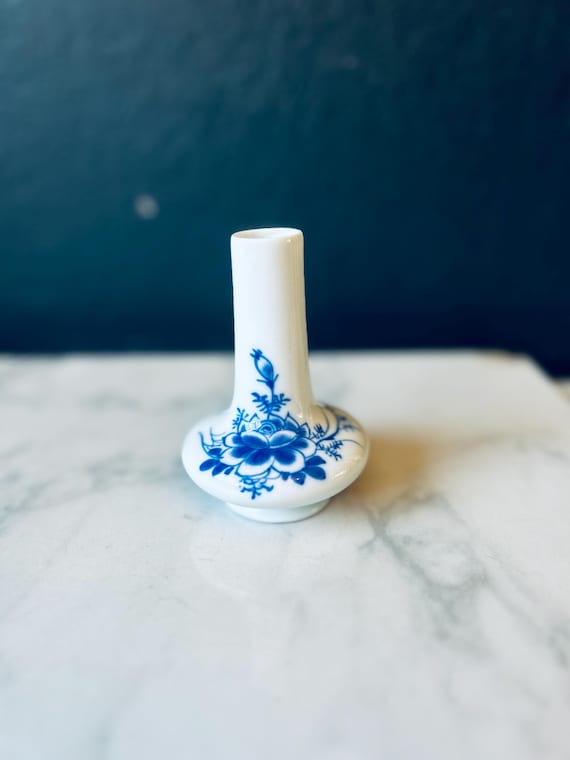 中国磁器のミニ花瓶 蓮の花模様 青と白 高さ4インチ - Etsy 日本