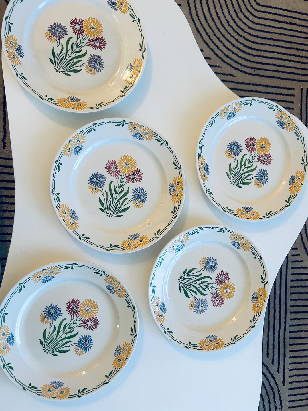 USED◉美品★ Villeroy&Boch 花柄 プレート 5枚セット Villeroy Boch Dresden Saxony Plate 7213 Daisy Flowers Set of 5