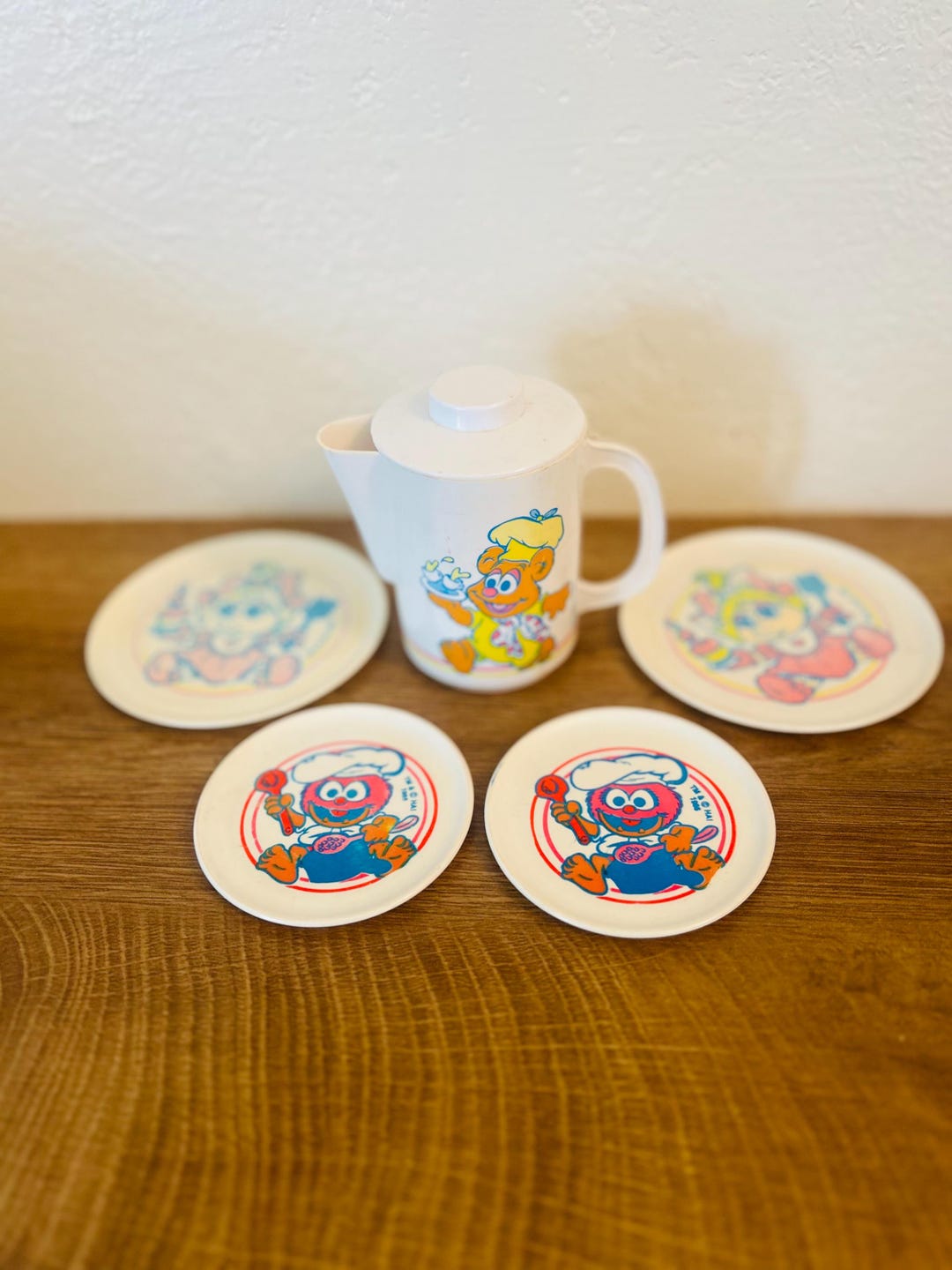 Muppets 6 Piece Tea Set Miss Piggy Fozzie Bear Animal 4 Plates 1 ...