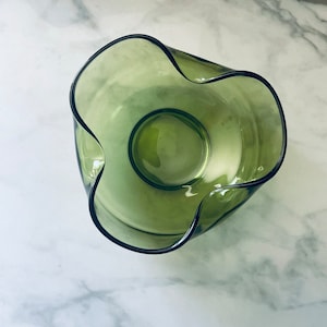 Avocado Green MCM Glass Bowl modern 4.5” d