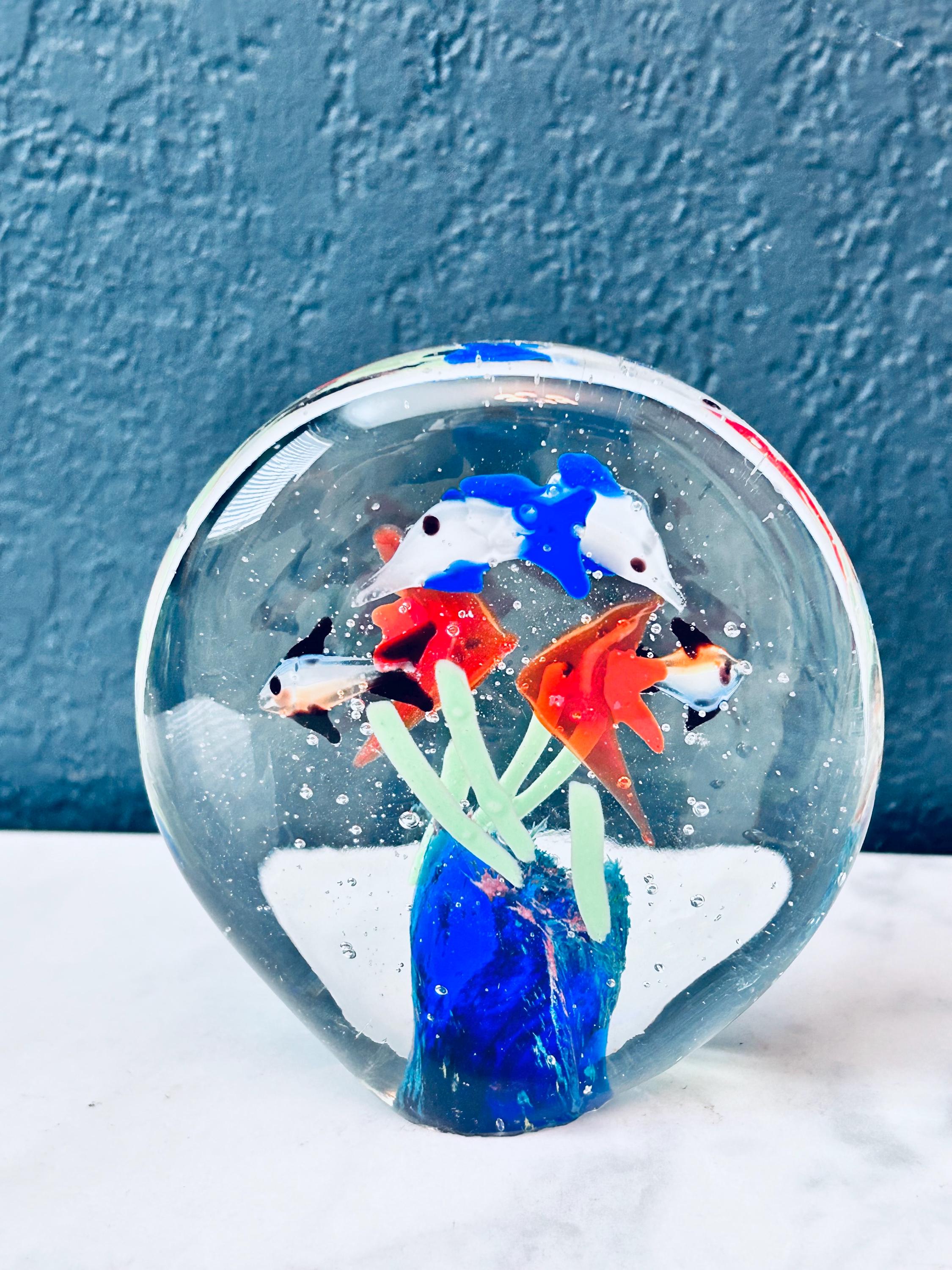 希少  ムラーノガラス  ペーパーウェイト  アクアリウム ミッドセンチュリー 希少 ムラーノガラス ペーパーウェイト アクアリウム ミッド