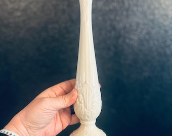 Lenox Woodland Ivory Leaf Embossed Flower Bud Vase, thin 11” Tall USA