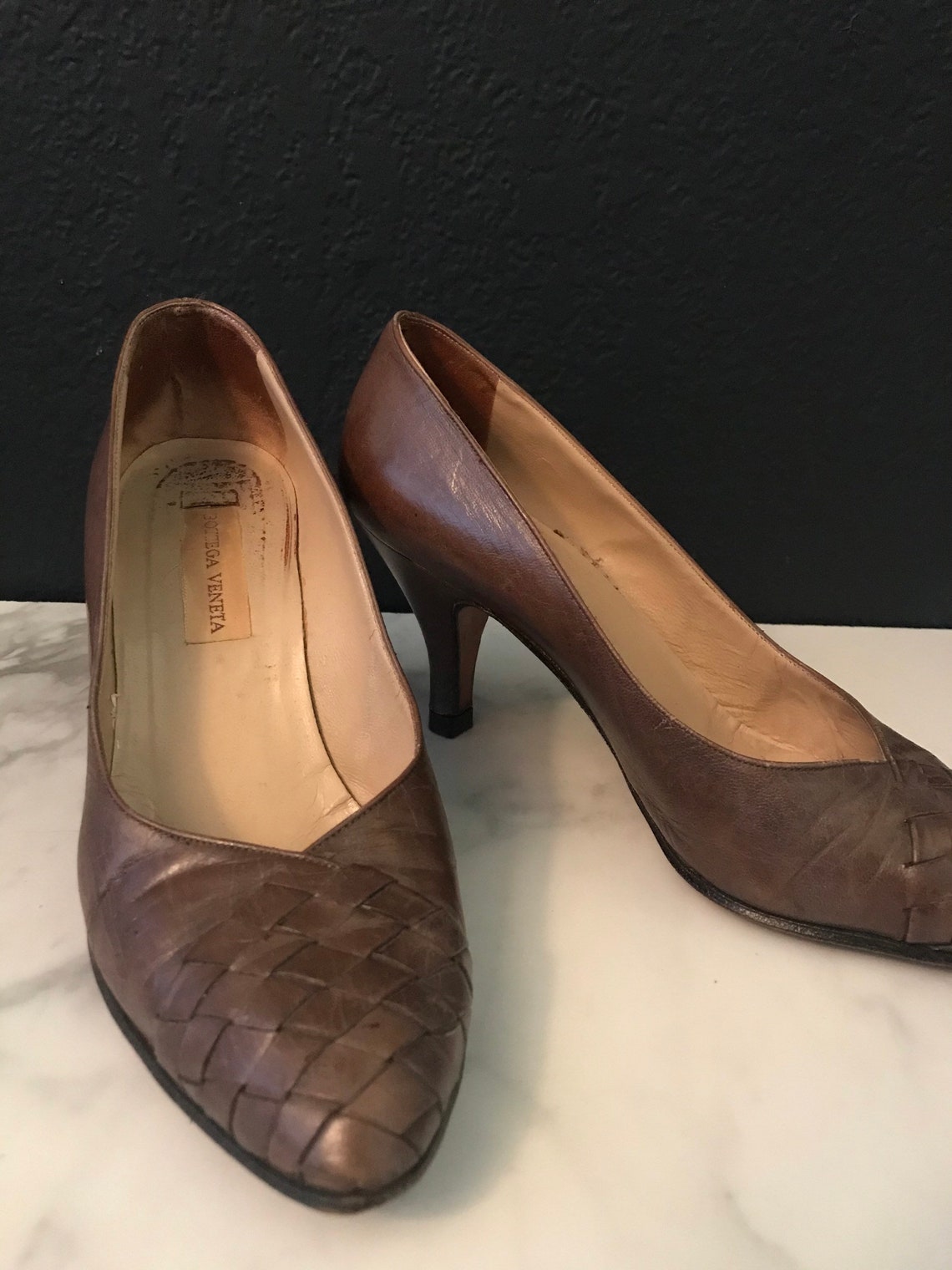 tan bottega heels