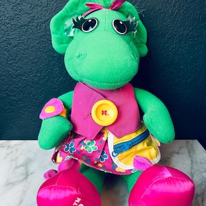 Playskool Baby Bop Dress Me Plush Barney  Stuffed Animal Toy Talk & Dress 1992 71248 90s