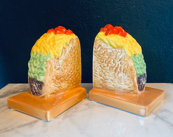 Taco Bookends Ceramic Glazed Kitsch Mexican Food Taqueria Street Food ...