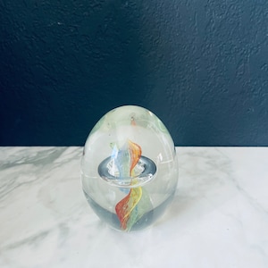 Art Glass Paperweight Bubble Rainbow 4” h 2 lbs
