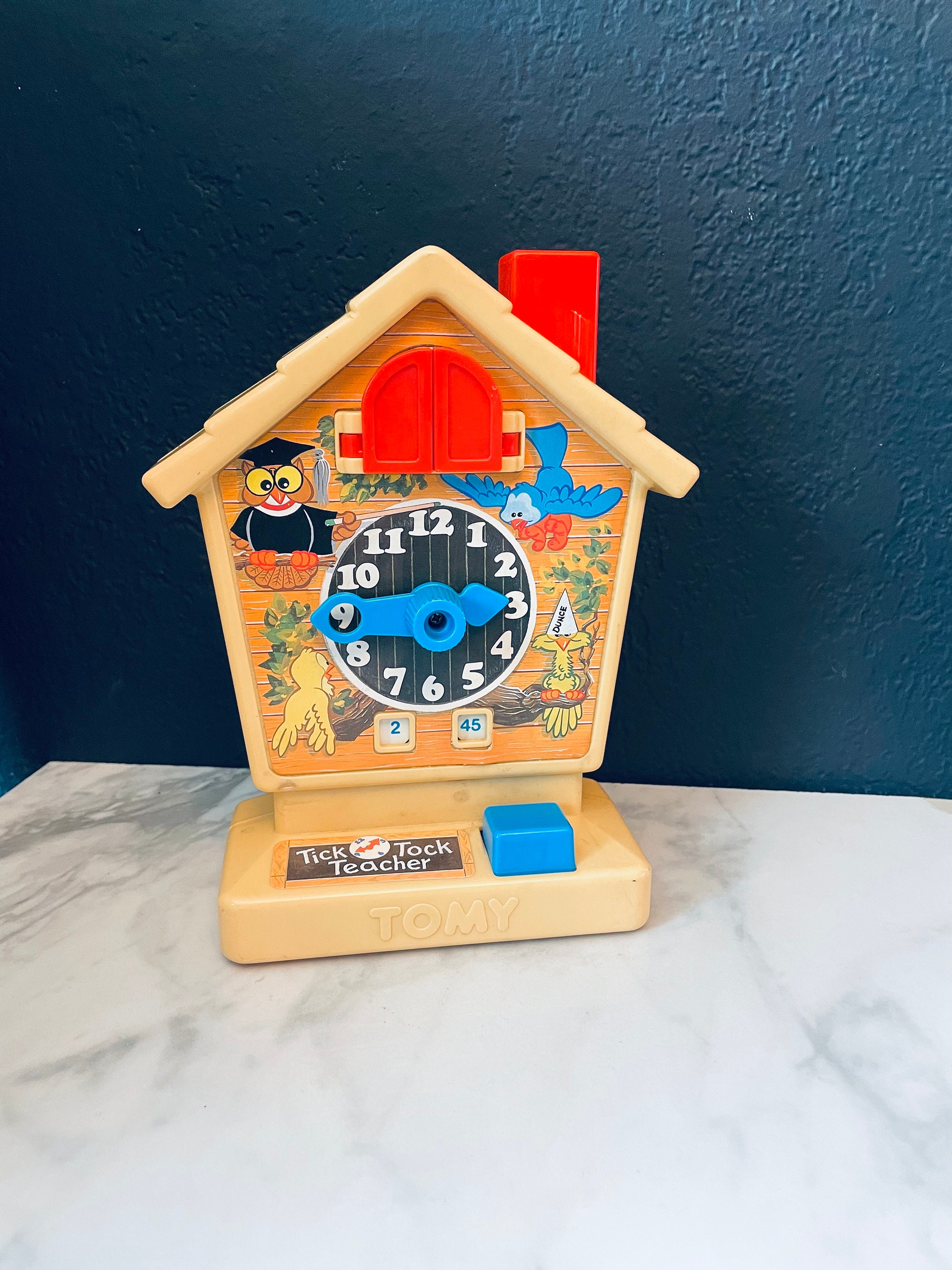 B-5 希少 当時物 バンダイ Mukku おやすみメイト BSM-360 時計 Vintage 1980s Tomy Tick Tock Teacher Cuckoo Educational Toy Clock
