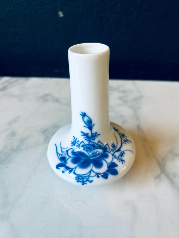 中国磁器のミニ花瓶 蓮の花模様 青と白 高さ4インチ - Etsy 日本