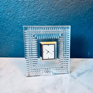 Waterford Lismore Diamond Crystal Bedside Clock 4.5” across
