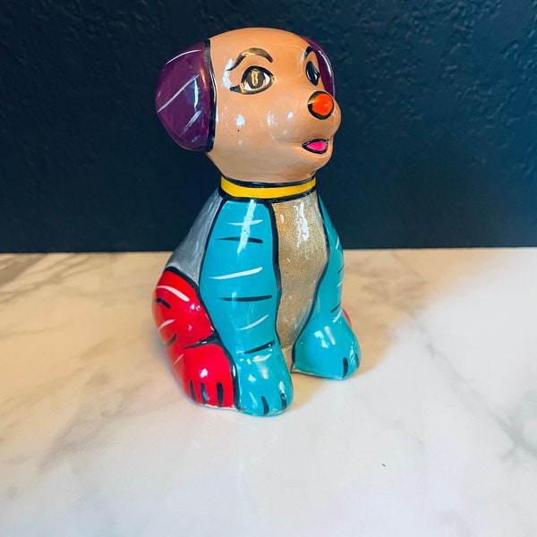 Dog piggy Bank glazed Terracotta Los Cabo’s 5” h