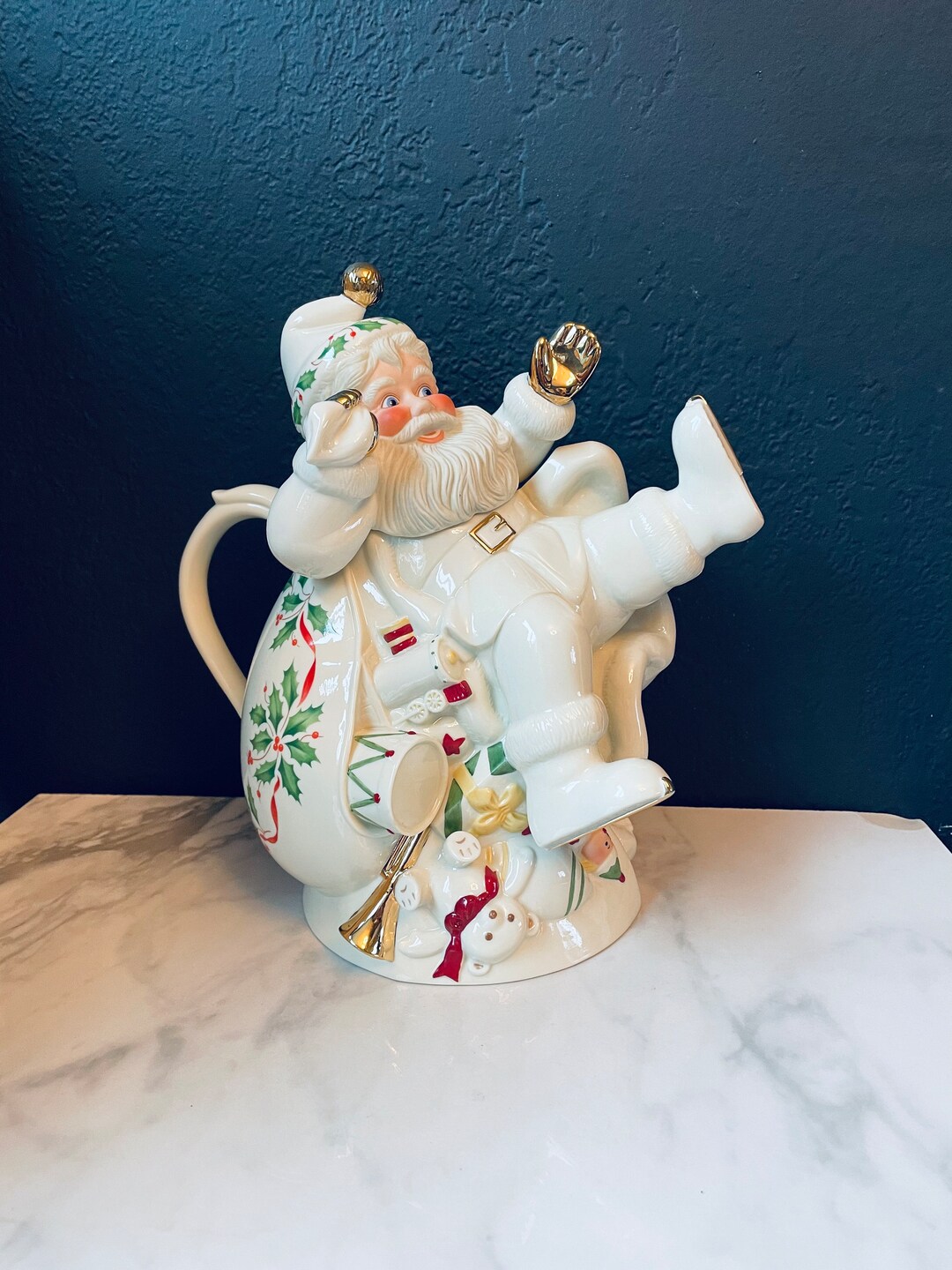 Lenox Holiday Santa Collection Teapot 10 H Etsy