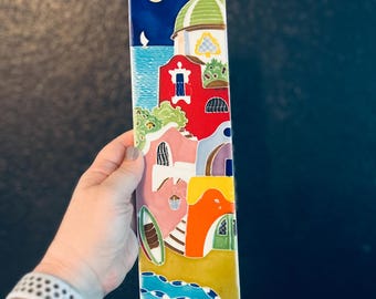 Creazioni Luciano Italy Azulejo de cerámica pintado a mano para pared Placa artística Salerno Italy