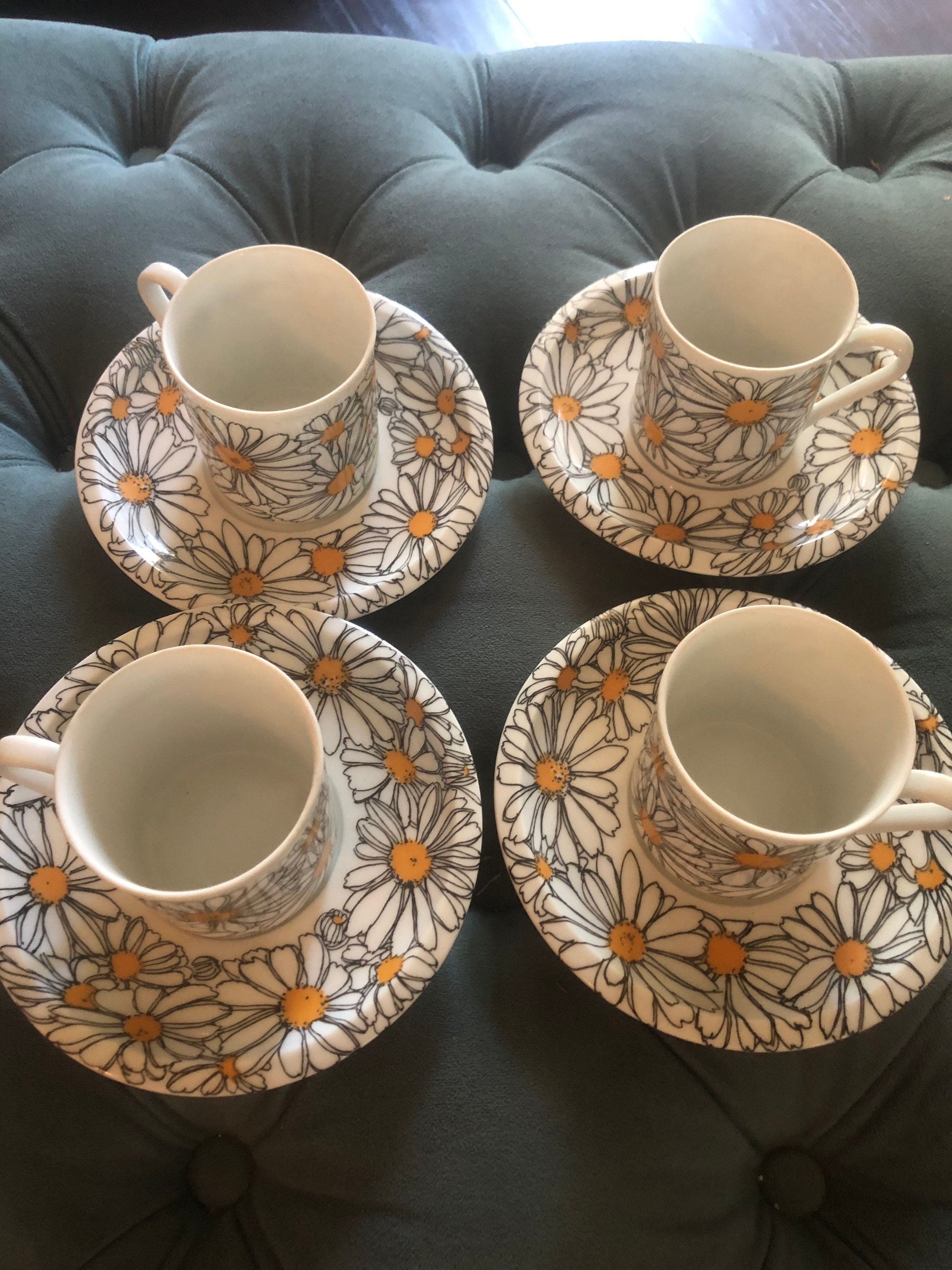 IKEA Sweden 4 Set Tea Cup saucer and plate Marguerite Etsy