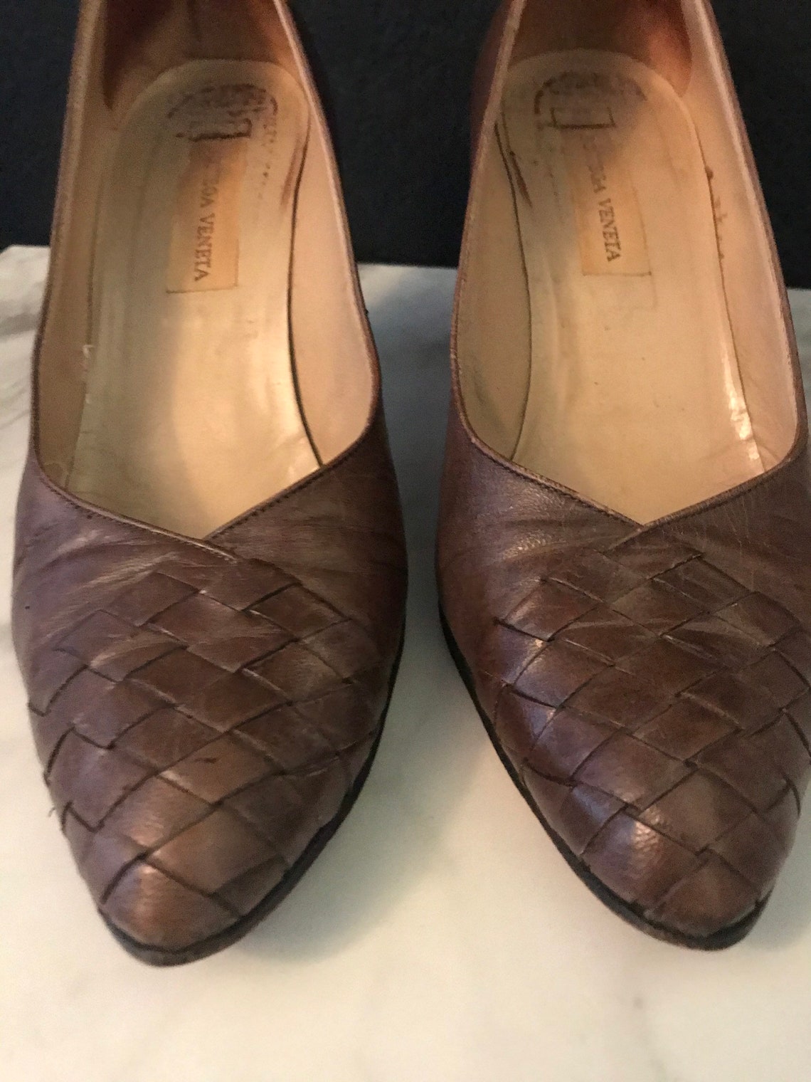 tan bottega heels
