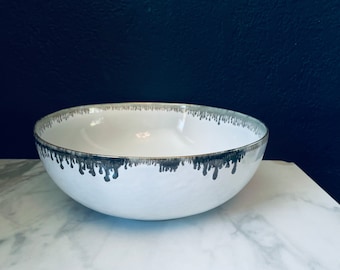 Anthropologie Gold Dripping Stoneware Bowl 9” d Discontinued Sold out