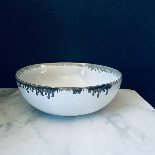 Anthropologie Gold Dripping Stoneware Bowl 9” d Discontinued Sold out