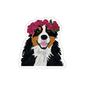 Bernese Mountain Dog Flower Girl Die-Cut Stickers