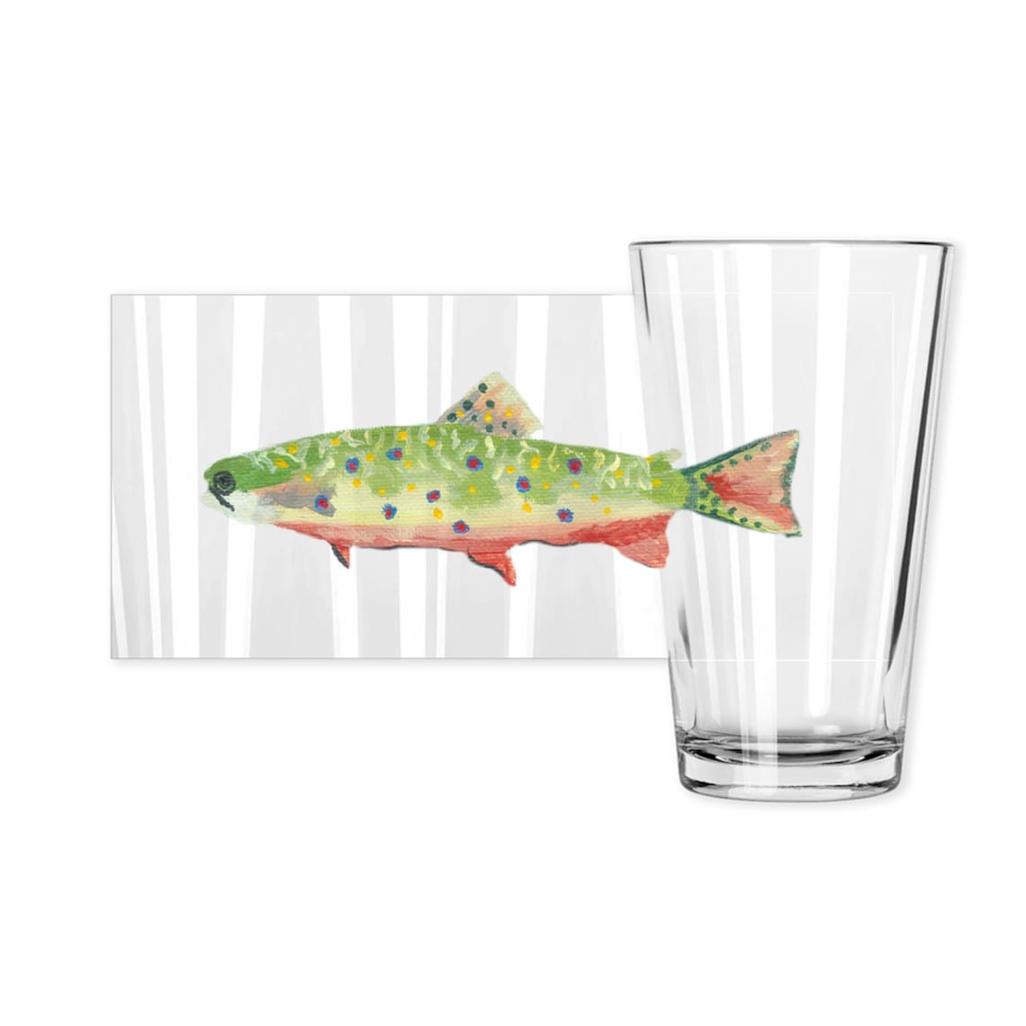 Brook Trout Cutout Painted Pint Glasses Etsy