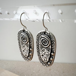 Silver Dangle Earrings, Hippie Earrings,  Boho Jewelry, Flower Boho Earrings, Silver Dangle Earrings