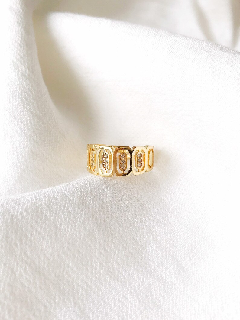 Minimal Zircon Ring / Gold Plated Brass Ring / Gold Plated Etsy