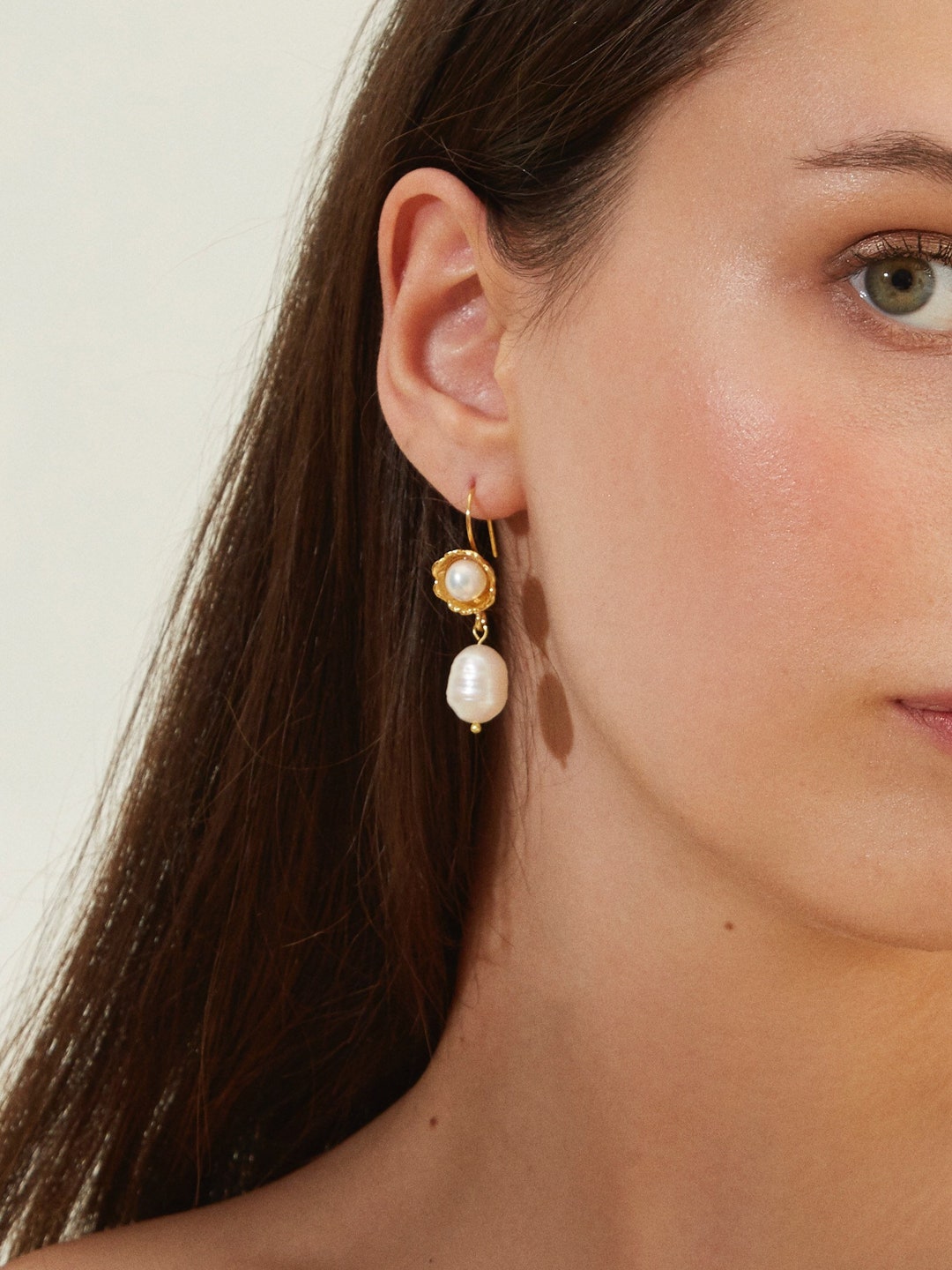 Pearl Drop Earrings, Bridal Jewelry, Flower Wedding Earrings, Bridal ...