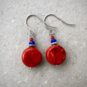 Coral dangle earrings, Beaded boho earrings, Silver dangle earrings, hippie dangle earrings, bohemian drop earrings, boho earrings