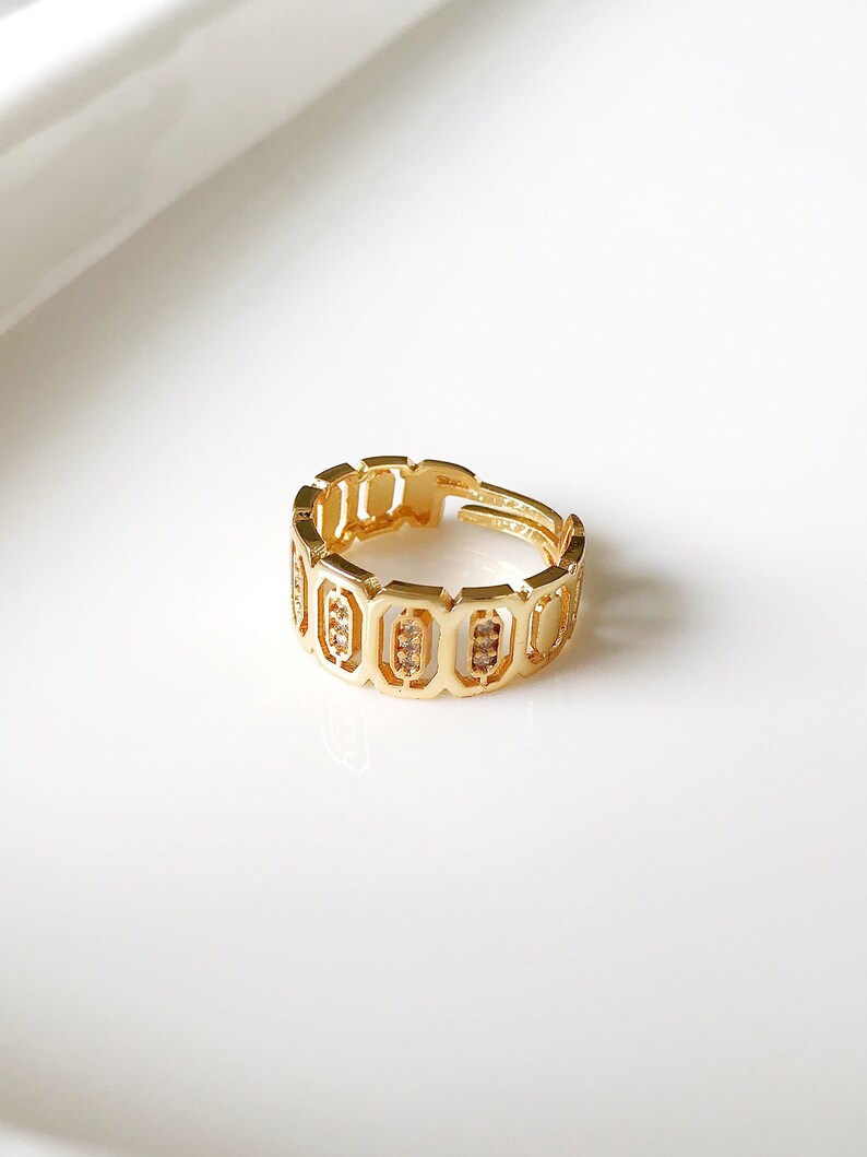 Minimal Zircon Ring / Gold Plated Brass Ring / Gold Plated Etsy