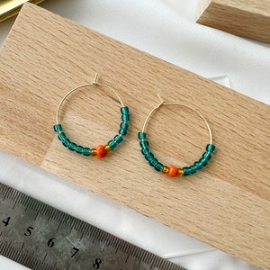 Boho hoop earrings, Beaded hoop earrings gold hoop earrings