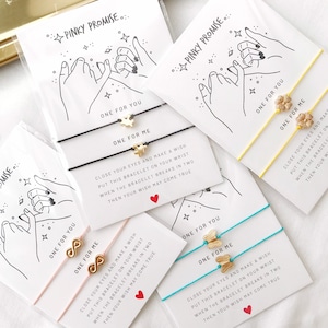 Pinky Promise Matching Wish Bracelet, Bracelets assortis Amis, Ensemble de bracelets Couples, Cadeau pour elle, Cadeau pour les amis