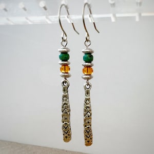 Silver dangle earrings, Beaded boho earrings, Silver Earrings, hippie dangle earrings, bohemian drop earrings, boho earrings