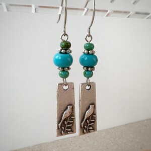 Bird boho earrings, Silver dangle earrings, Silver Earrings, hippie dangle earrings, bohemian drop earrings, boho earrings
