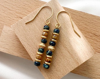 Gold Dangle Earrings, Beaded Earrings, Hippie Earrings, Boho Jewelry, Boho Earrings, Small Stack Earrings, Colorful Dangle Earrings