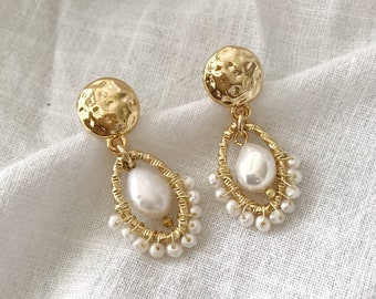 Pearl Earrings, Natural Freshwater Pearl Earrings, Handmade Bridal Earrings, Statement Earrings, Bridesmaids Gifts