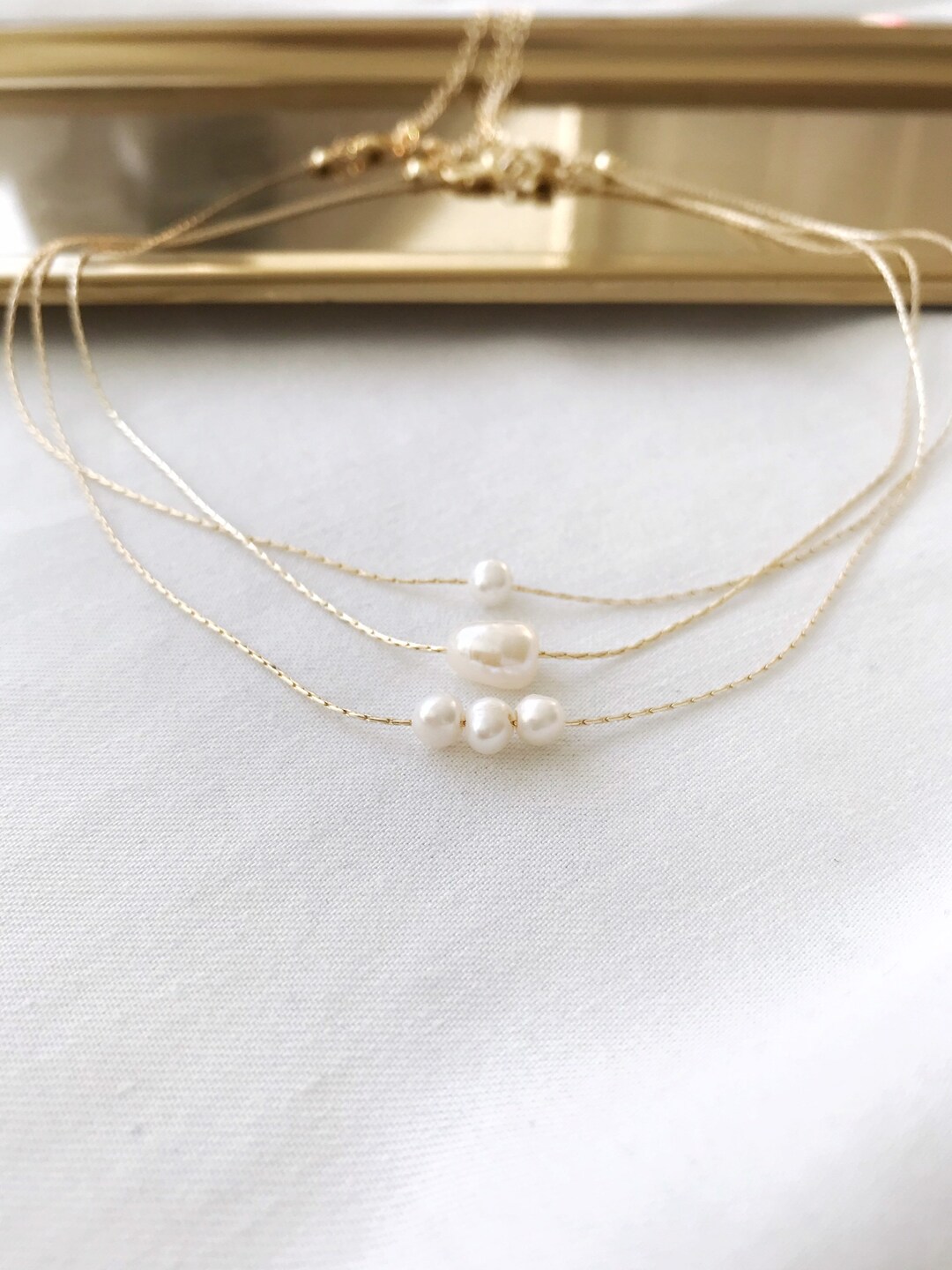 Single Pearl Necklace, Pearl String Necklace, Real Freshwater Pearl