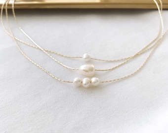 Single Pearl Necklace, Pearl String Necklace, Real Freshwater Pearl Necklace, Minimalist Pearl Choker, Pendant Necklace for Her