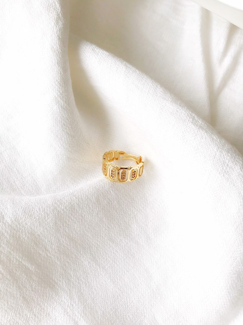 Minimal Zircon Ring / Gold Plated Brass Ring / Gold Plated Etsy