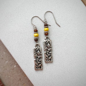 Beaded boho earrings, Silver dangle earrings, Silver Earrings, hippie dangle earrings, bohemian drop earrings, boho earrings