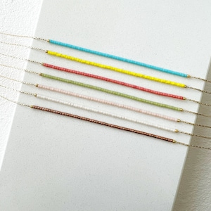 Gold Delicate Necklace with Tiny Beads, Minimalist Dainty Necklace, Minimal Boho Necklace
