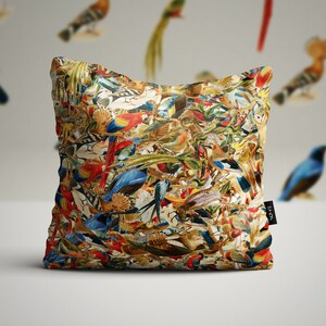 Vintage CUSHION cover Artdeco inspired velvet Pillow Birds
